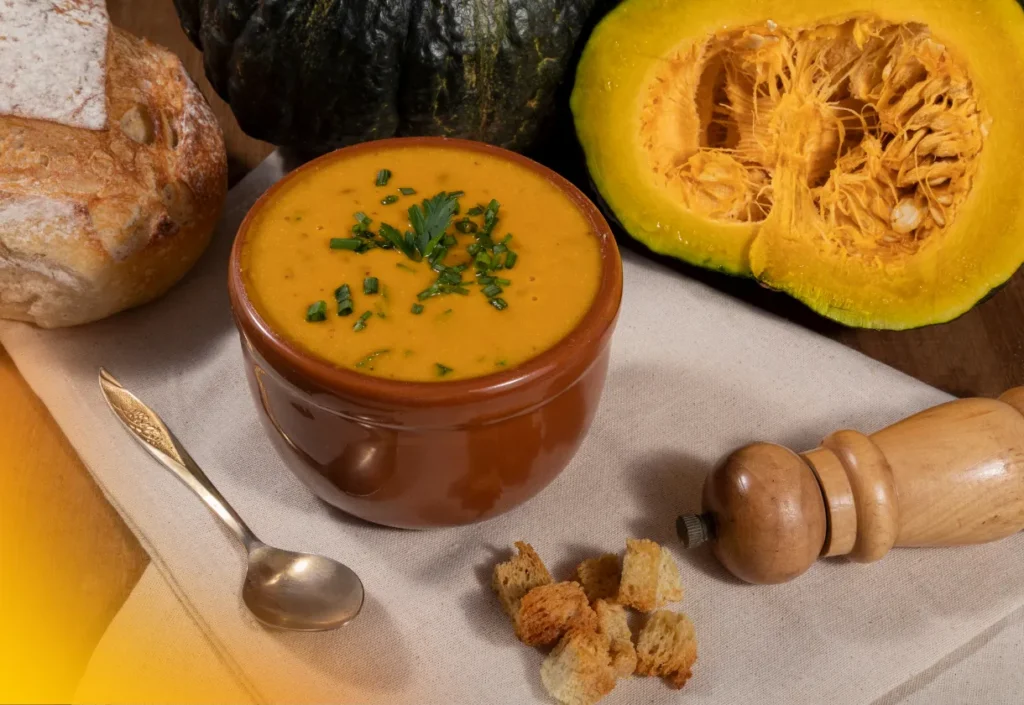 Caldo de Abóbora com Leite de Coco