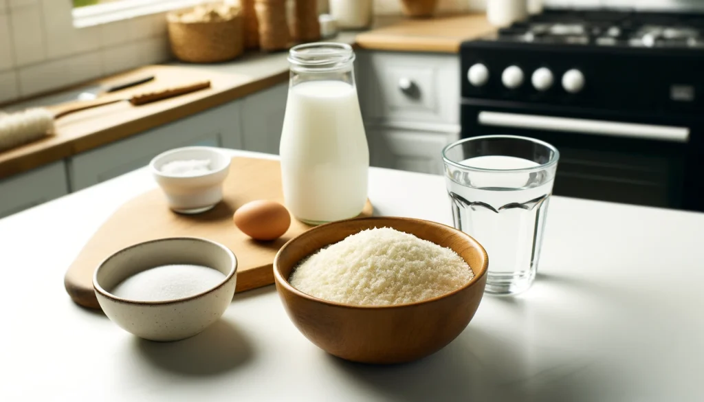 Ingredientes para a receita de polvilho frito