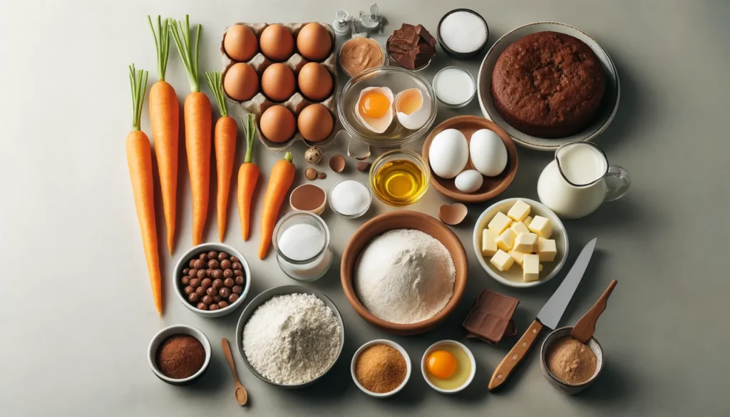 Ingredientes Necessários para Preparar o Bolo de Cenoura Recheado com Brigadeiro
