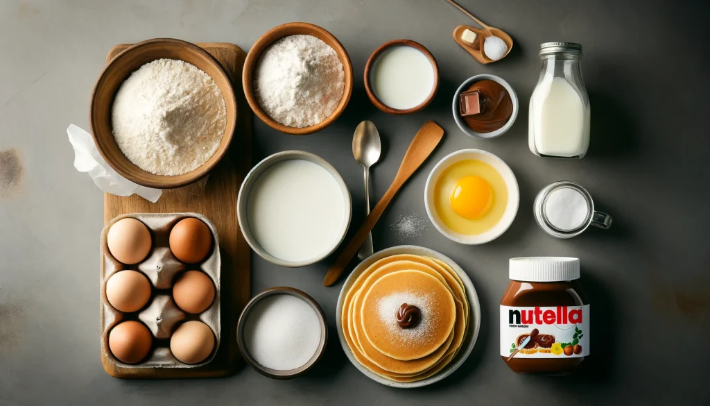 Ingredientes Necessários para a Panqueca Doce com Nutella