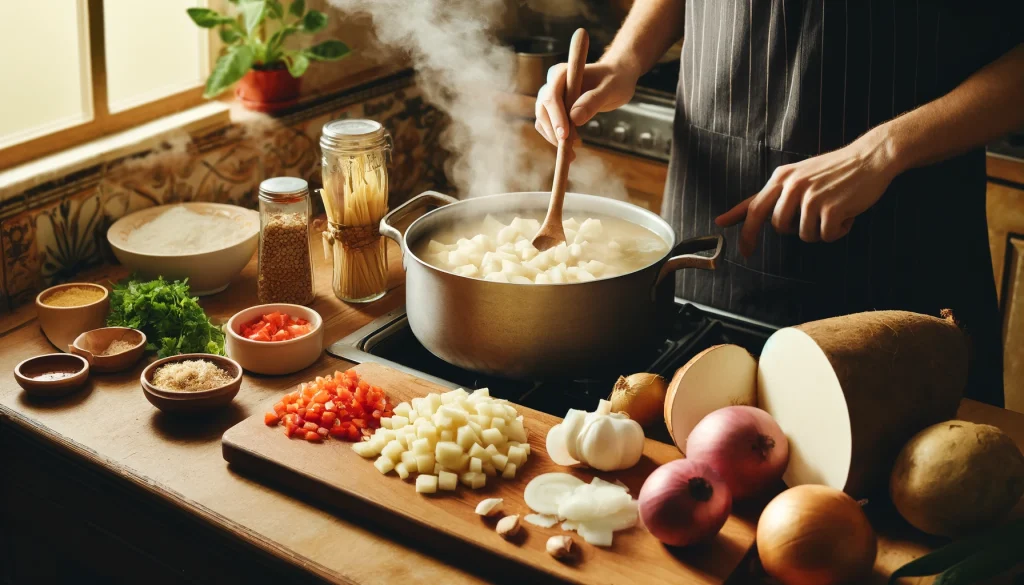 Modo de Preparo para o Caldo de Mandioca Simples