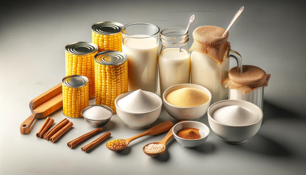 Ingredientes para Curau de Milho de Latinha