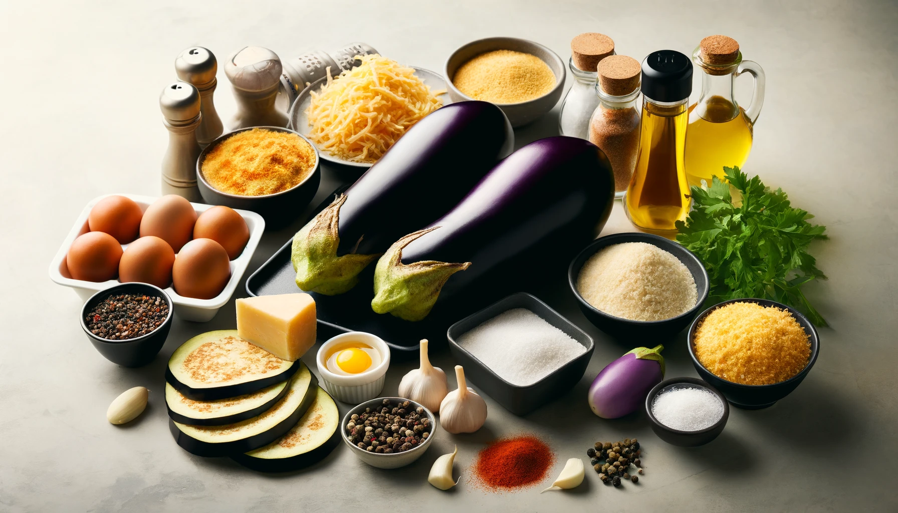 Ingredientes para a Receita de Berinjela na Air Fryer