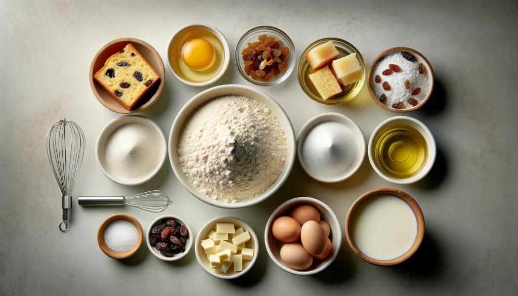 Ingredientes para fazer a receita de bolo de pão de liquidificador