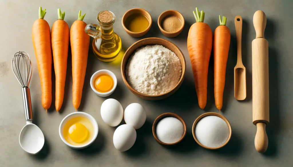 Ingredientes para o Bolo de Cenoura Sem Fermento