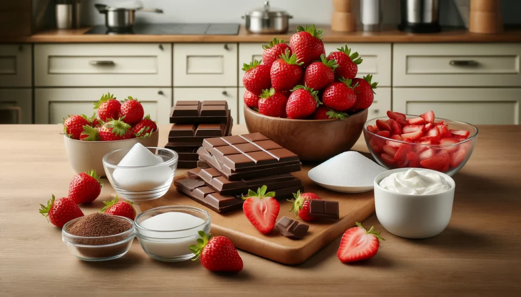 Ingredientes para o Mousse de Morango com Chocolate