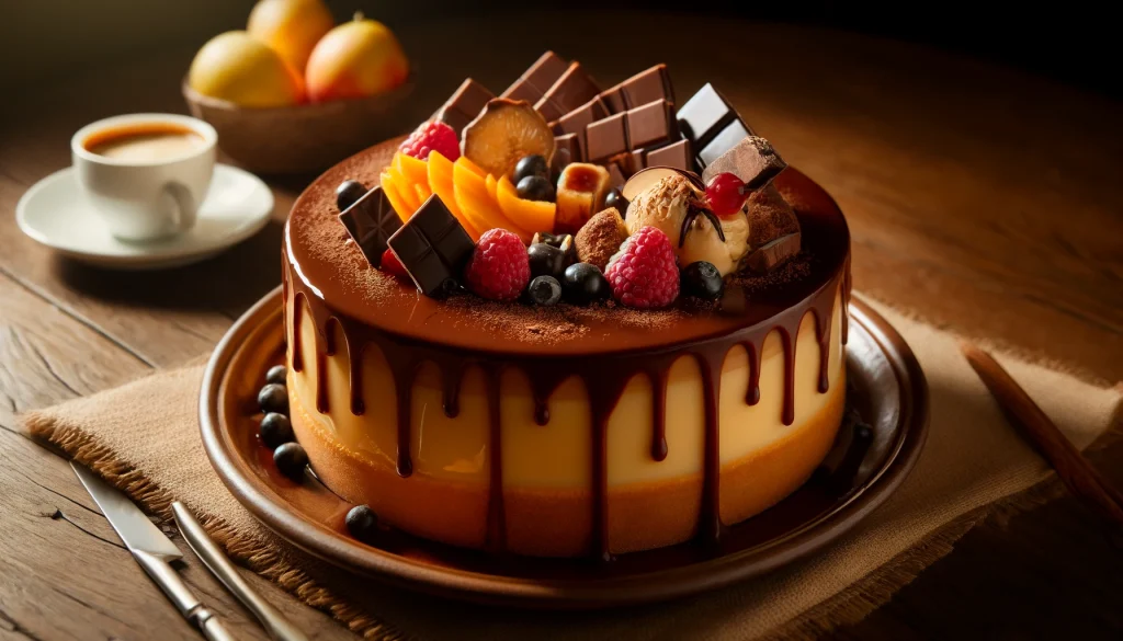 Receita de Torta de bolacha com flan e chocolate