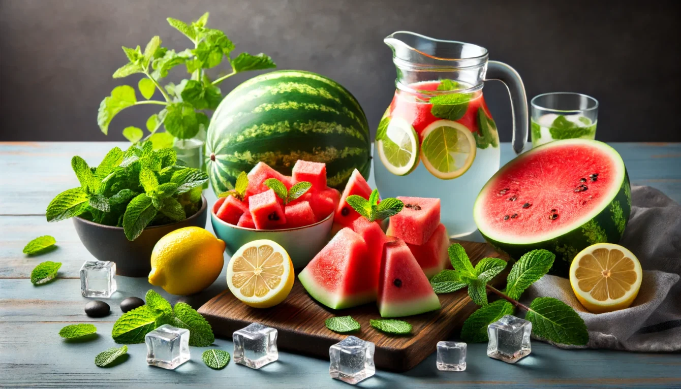 Ingredientes Frescos e Saudáveis para o Suco de Melancia com Hortelã