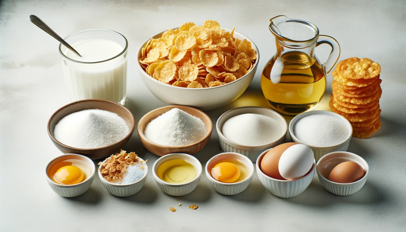 Ingredientes Frescos e Saudáveis para um Bolo de Flocão de Milho Fofinho Sem Glúten