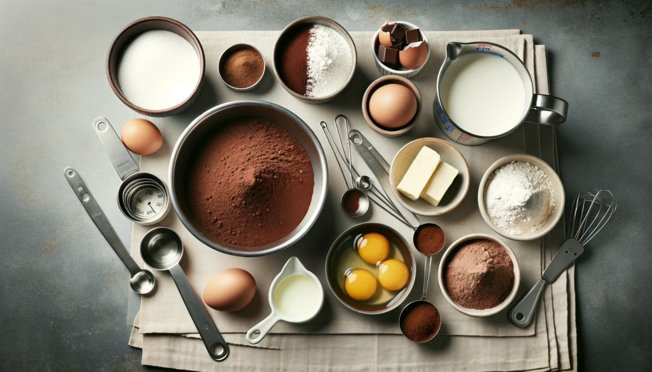 Ingredientes Necessários para a Receita de Bolo Simples com Cobertura de Chocolate