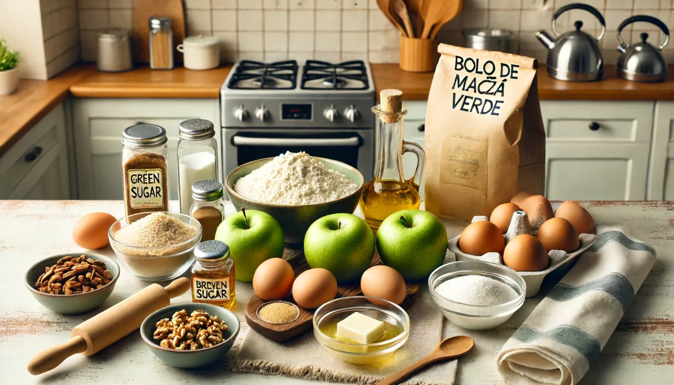 Ingredientes Para o Bolo de Maçã Verde A Base de Qualquer Sobremesa Incrível