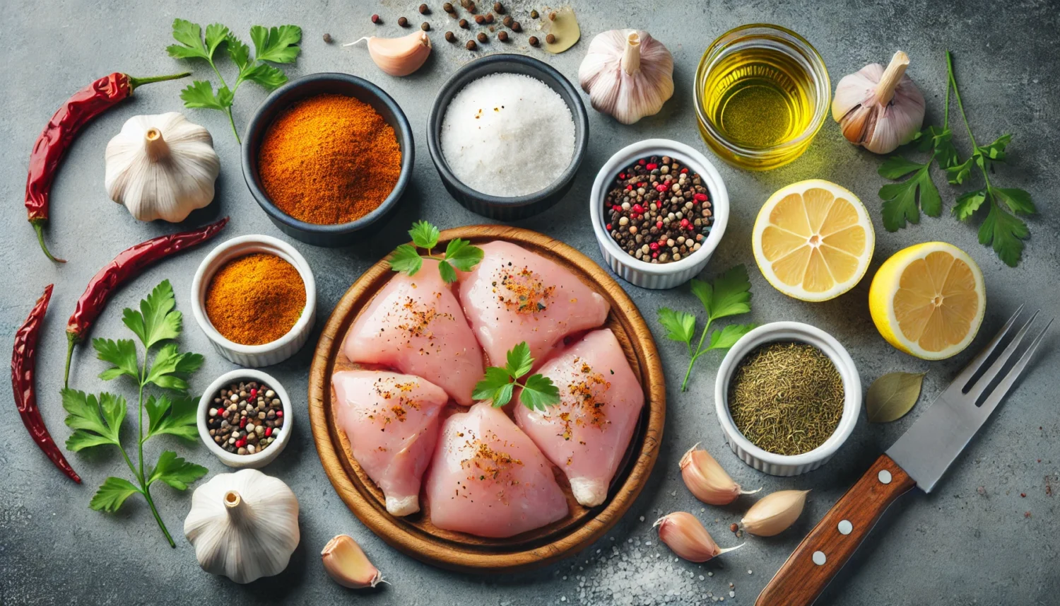 Ingredientes frescos e de qualidade para o frango na airfryer perfeito