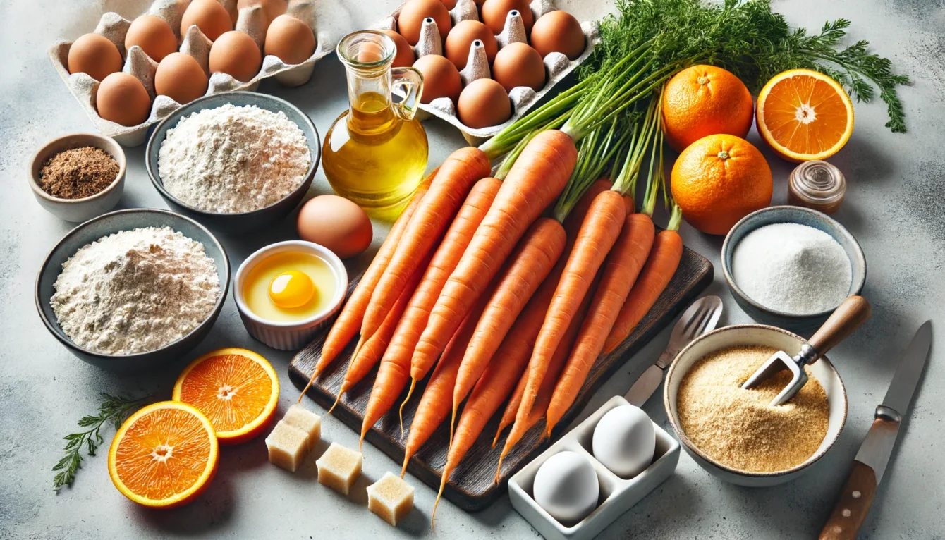 Ingredientes para Fazer um Bolo de Laranja com Cenoura Fofinho e Saboroso