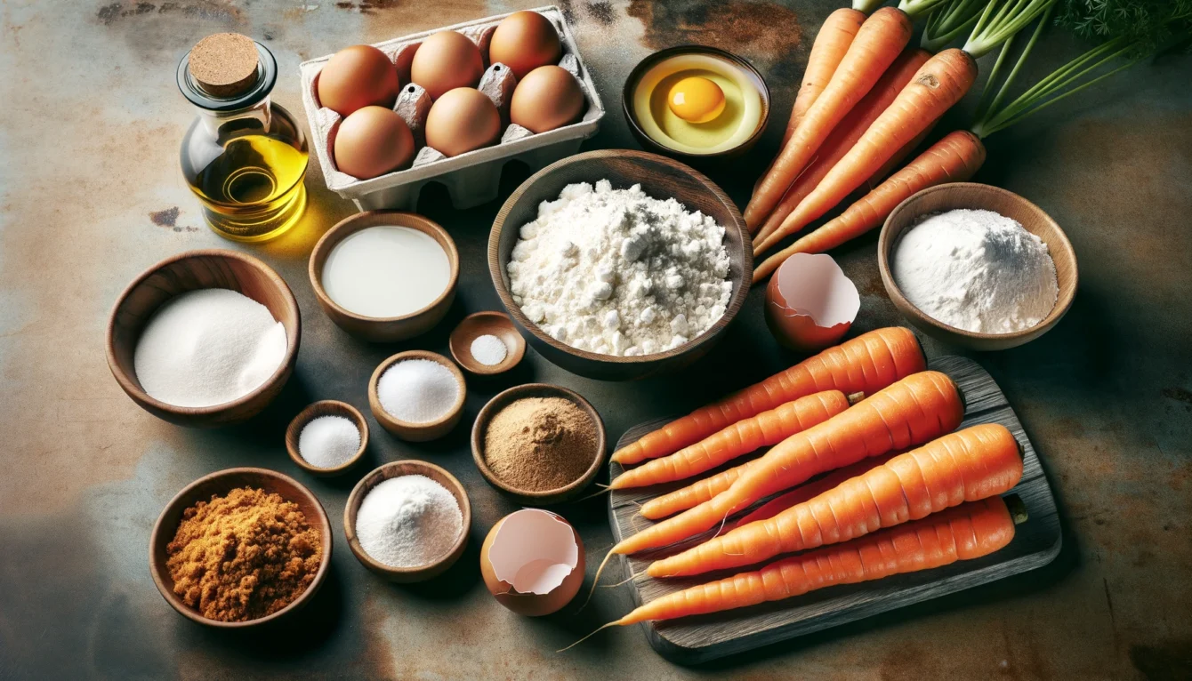 Ingredientes para o Bolo de Cenoura com Farinha de Mandioca