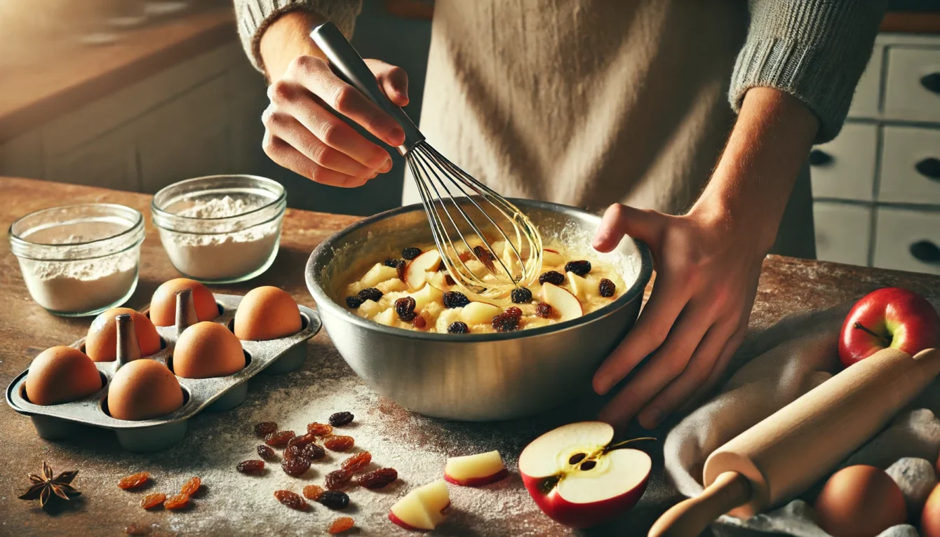 Modo de Preparo Como Fazer o Bolo de Maçã com Uvas Passas Passo a Passo