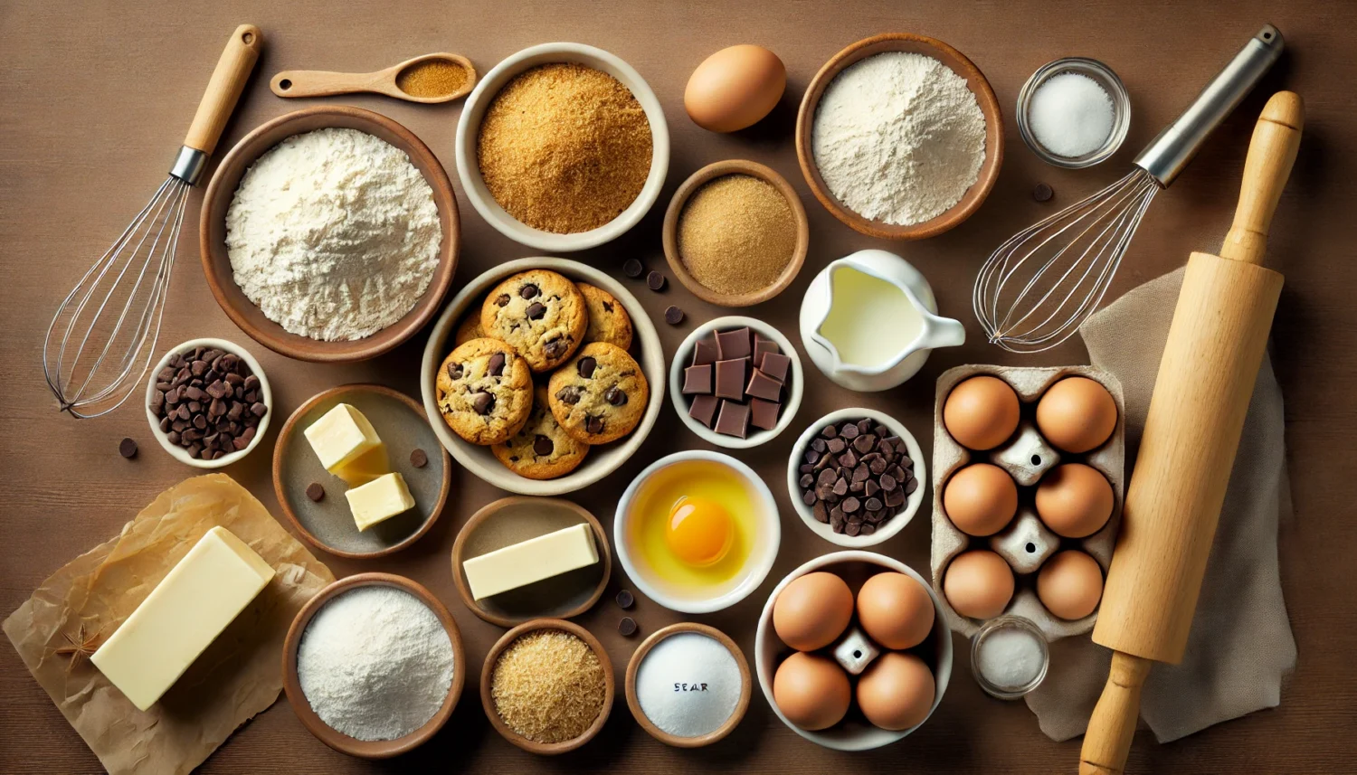 Ingredientes para os Cookies com Gotas de Chocolate